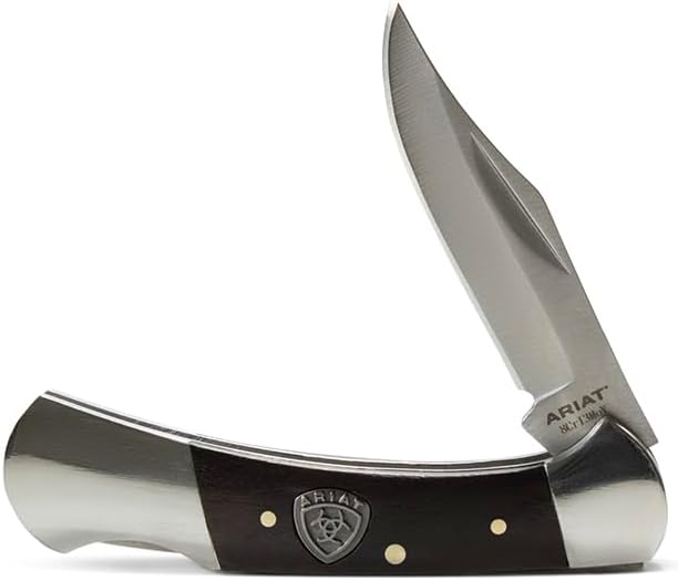 Ariat 3" Plain Edge Blade Steel Wood Handle Lockback Folding Knife
