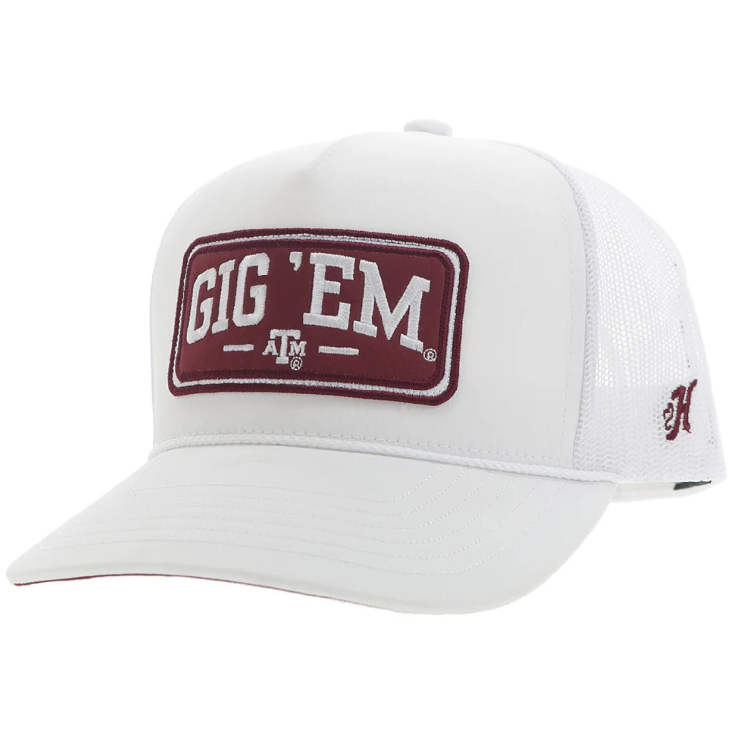Hooey Mens Texas A&M Gig 'Em Adjustable Snapback Cap Hat, White