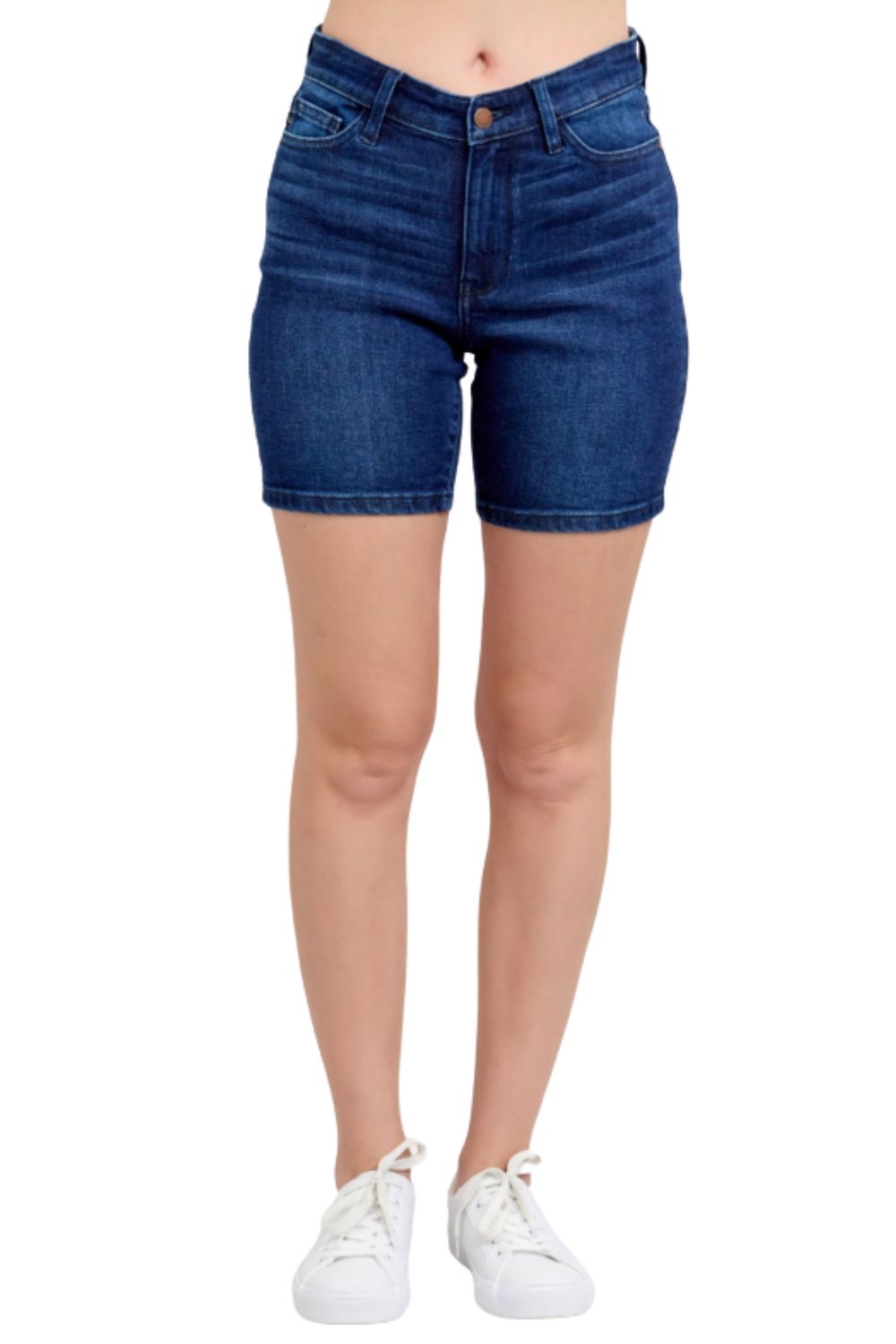 Judy Blue Womens High Waist V-Front Bermuda Denim Shorts