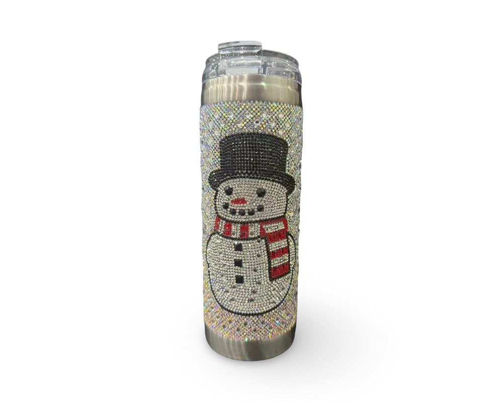 Jacqueline Kent 20oz Holiday Crystal Tumbler with Clear Lid and Straw (Snowman)