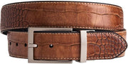 Greg Norman Mens Reversible Croco Print Leather Golf Belt, Tan/Black