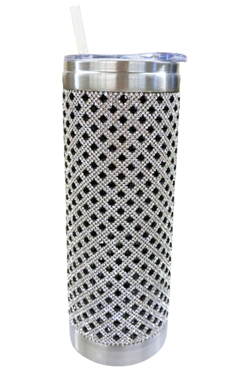 Jacqueline Kent Rhinestone Bling Tumbler, 20 oz Cup with Clear Lid, Straw and a Gift Bag