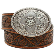 Ariat Boys Oval Buckle Shield Logo Embossed Leather Belt