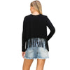 Vocal Apparel Womens Long Sleeve Fringe Hem Rodeo Queen Top