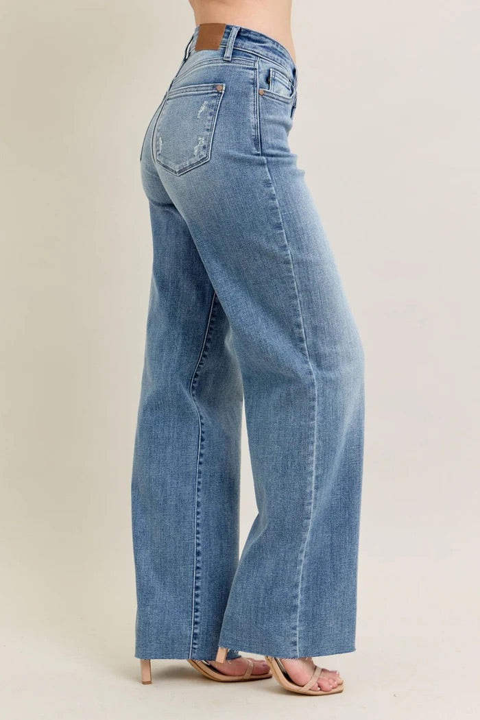 Judy Blue Womens V-Front Baggy Straight Leg Jeans