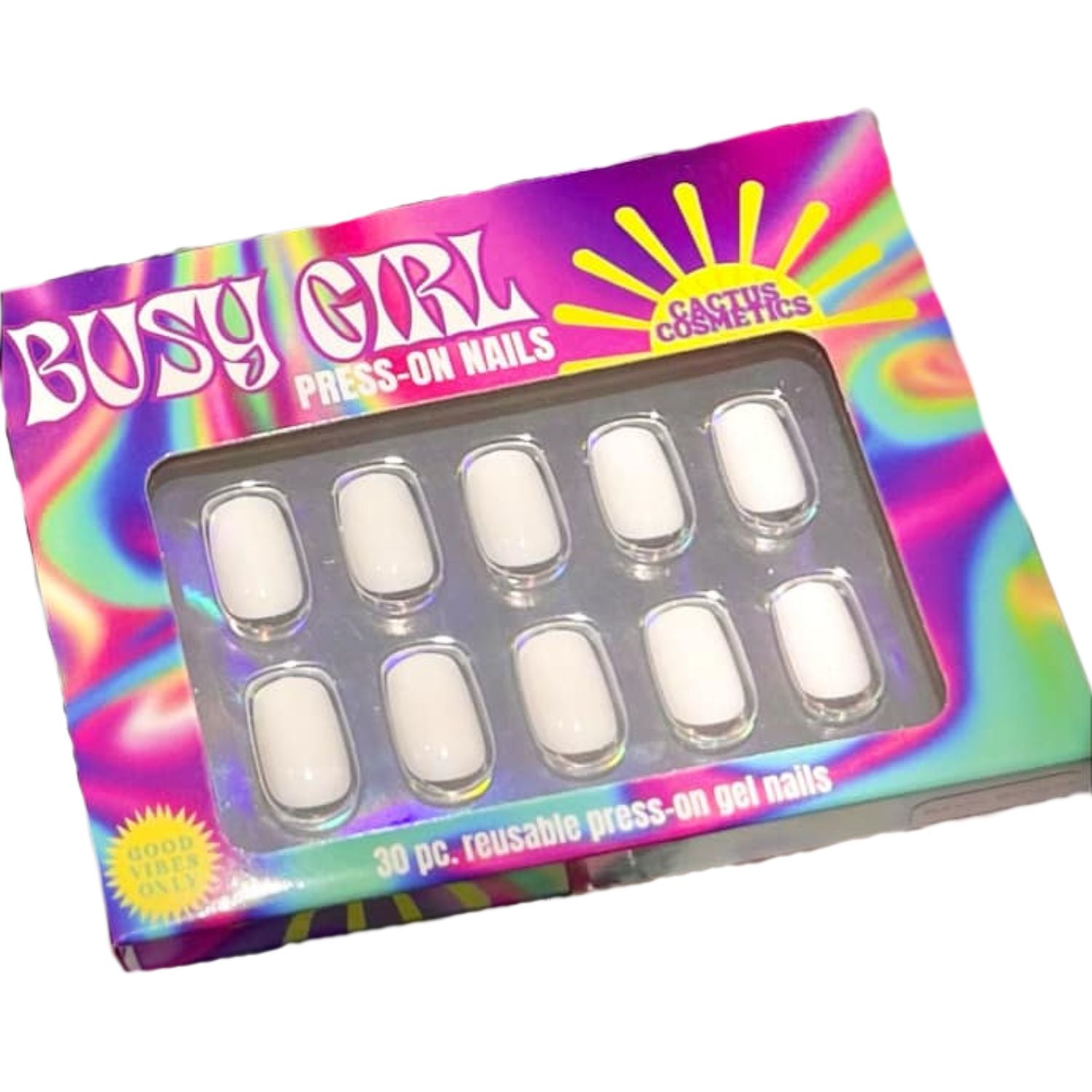 Cactus Cosmetics Busy Girl Reusable Press-On Gel Nails, 30 Piece, Basic Boujee
