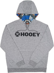 Hooey Mens Lock Up Logo Graphic Heather Grey Heather Hoodie