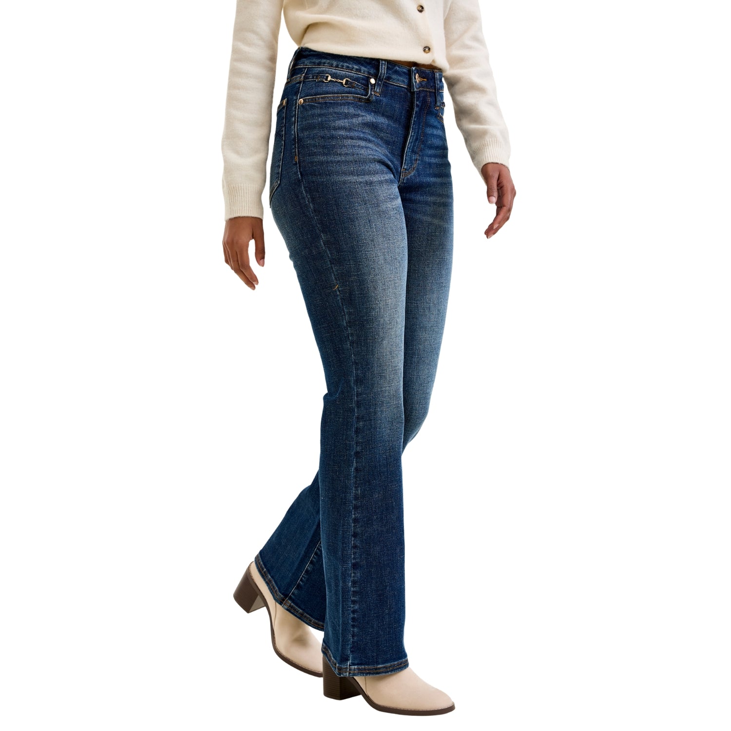 Judy Blue Mid-Rise "MR Daisy" Bootcut Jeans with Gold Harness Trim