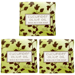 Greenwich Bay Trading Co. Shea Butter, Botanic 1.9oz Soaps, Cucumber Olive Oil, 3 Pack