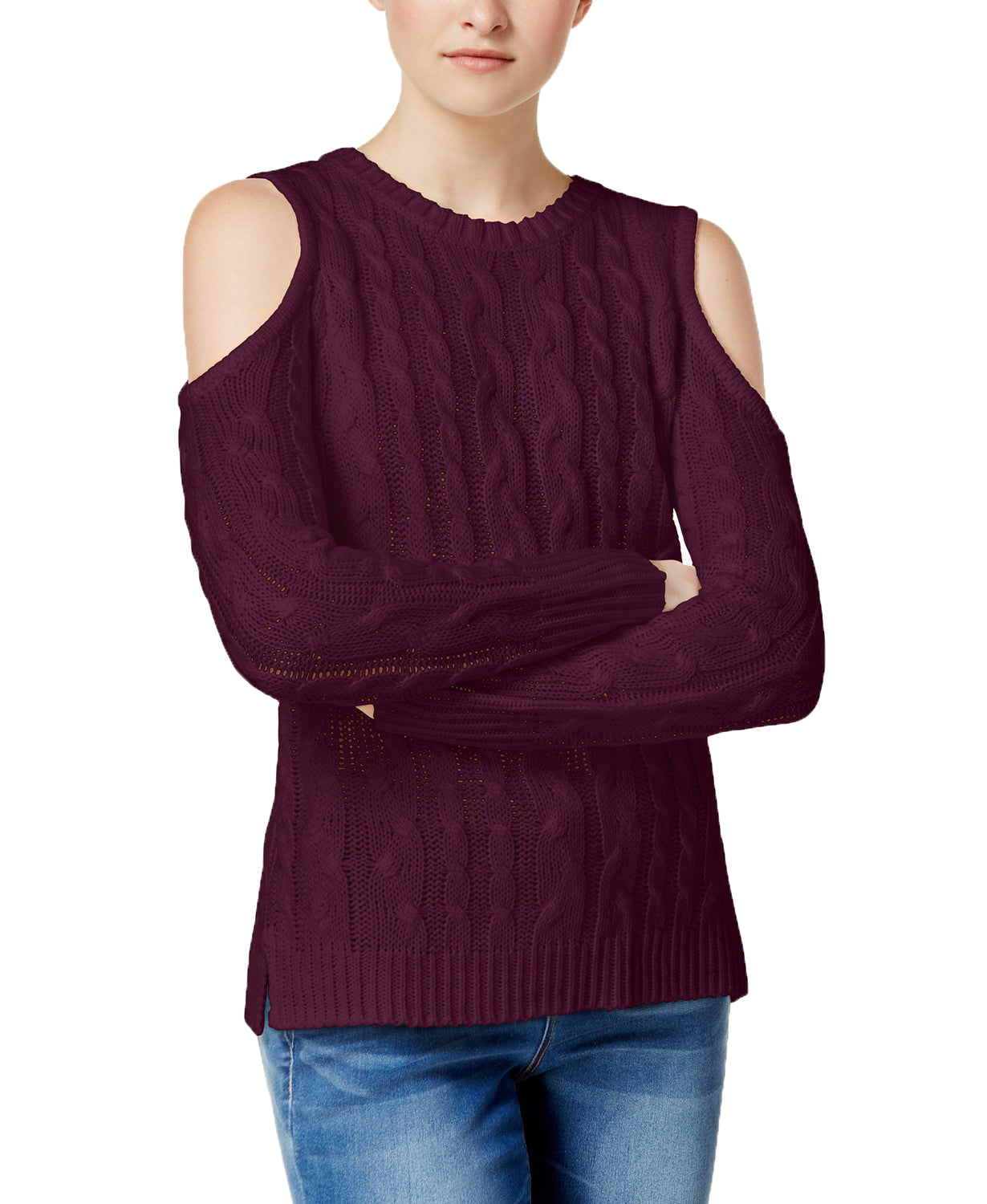 Hippie Rose Juniors Cold-Shoulder Sweater