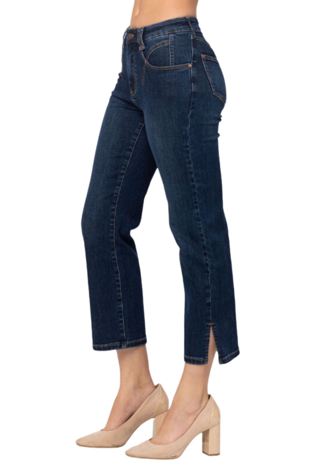 Judy Blue Womens High Waist Pocket Detail Straight Leg Jeans