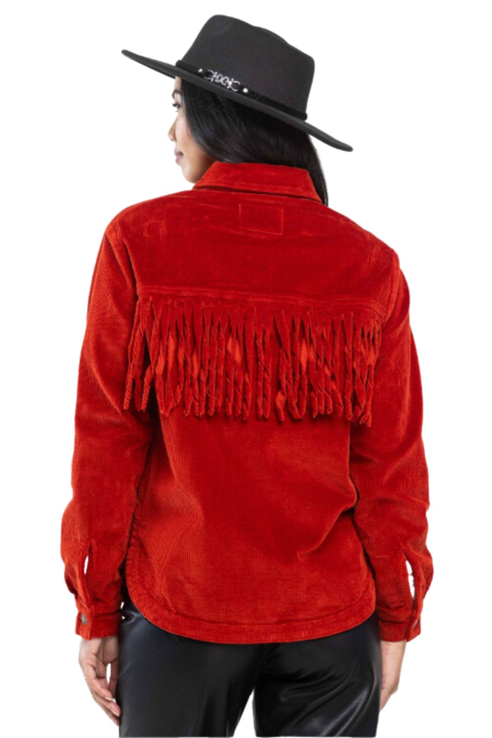 Judy Blue Womens Button Up Corduroy Overdyed Fringe Shacket