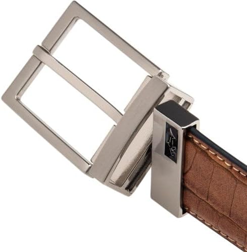 Greg Norman Mens Reversible Croco Print Leather Golf Belt, Tan/Black