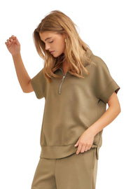 Dear Scarlett Womens Catalina Dolman Sleeve Top with Pants Travel Set, Olive