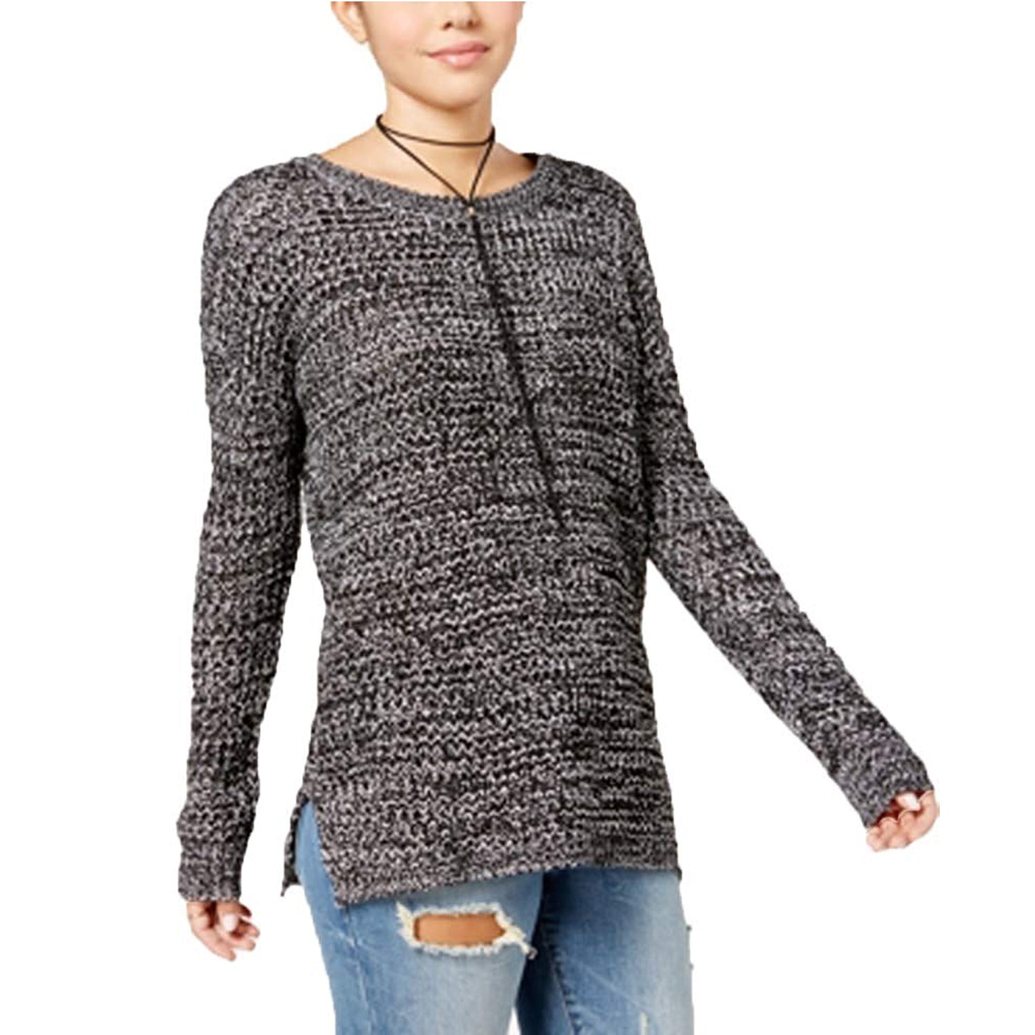 Ultra Flirt Juniors Waffle-Knit Pullover Sweater