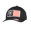 Ariat Mens Black Flexfit USA Flag Logo Patch Hat