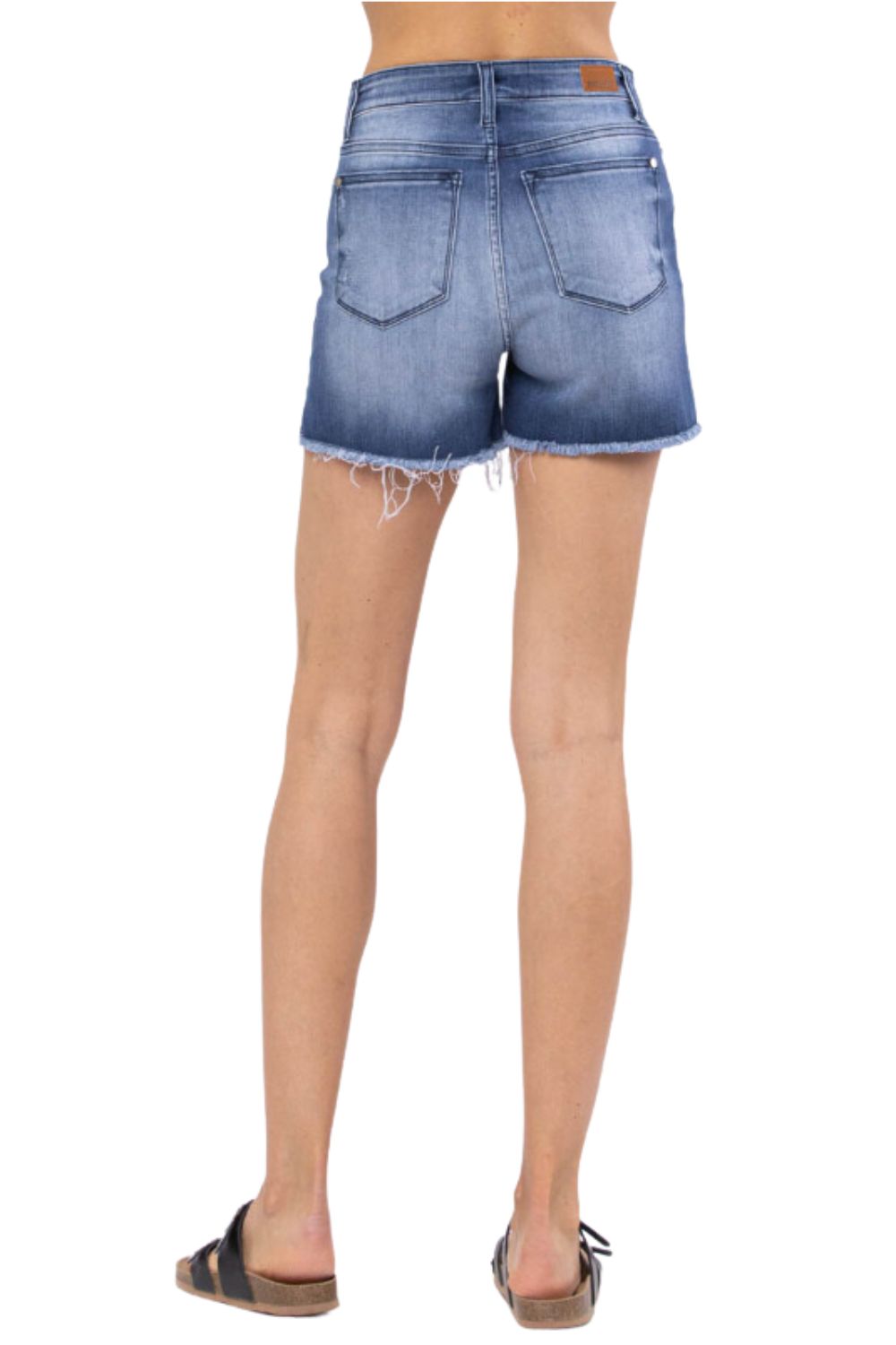 Judy Blue Womens Mid Rise Side Slit Cut Off Denim Shorts