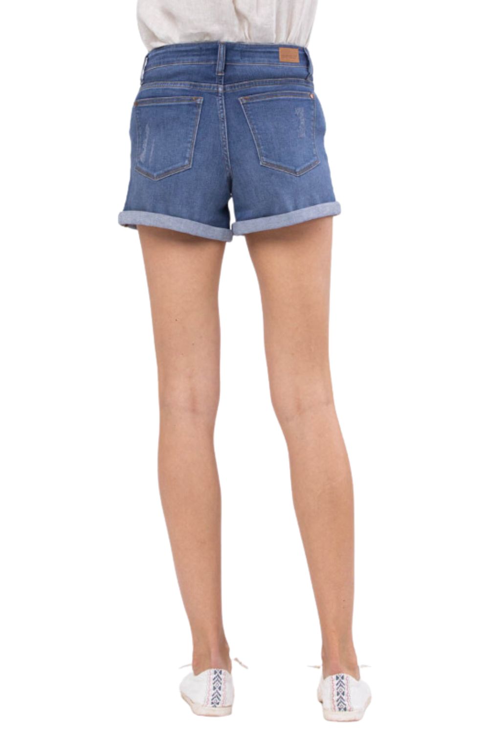 Judy Blue Womens Maternity Mid Rise Cut Off Denim Shorts
