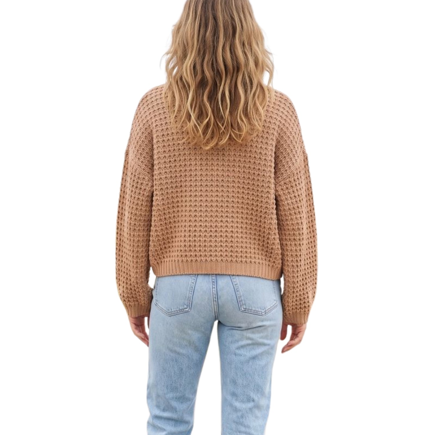 Coastal Canvas Women’s Waffle Knit Sweater, Camel