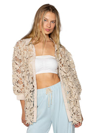 POL Clothing Womens Button Up Front Eyelet Shirt