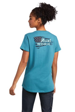 Ariat Womens Rebar Cotton Strong Flag Graphic Short Sleeve T-Shirt
