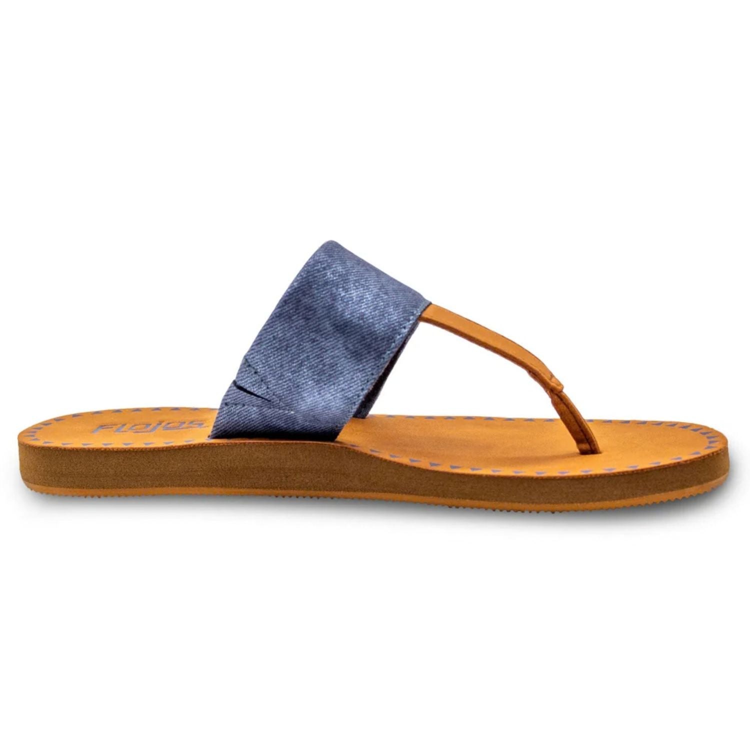 Flojos Womens Grace Slip On Arch Support Hooded Thong Sandal, Denim Metallic