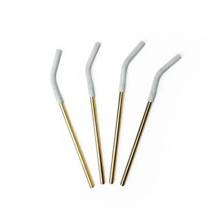 Krumbs Kitchen Elements 4-Pack Stainless Steel and Silicone Drinking Straws