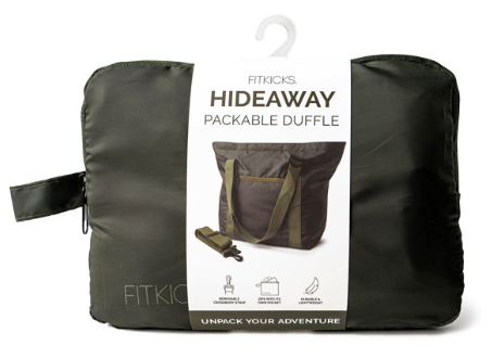 FITKICKS Hideaway Packable Duffle Bag Tote