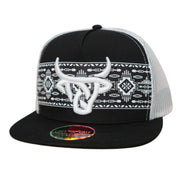 Lost Calf Mens Shima Flat Bill Adjustable Snapback Cap Hat, Black/White