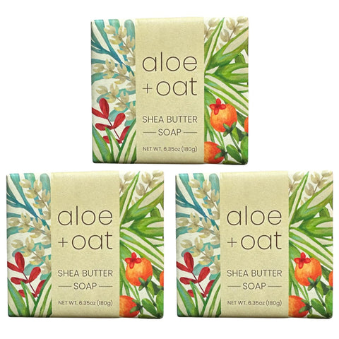 Greenwich Bay Trading Co. Shea Butter, Botanic 1.9oz Soaps, Aloe + Oat, 3 Pack