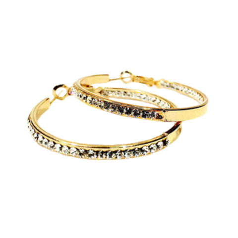 Jacqueline Kent Inside Out Chaparral Crystal Hoop Earrings (Gold, 40MM)