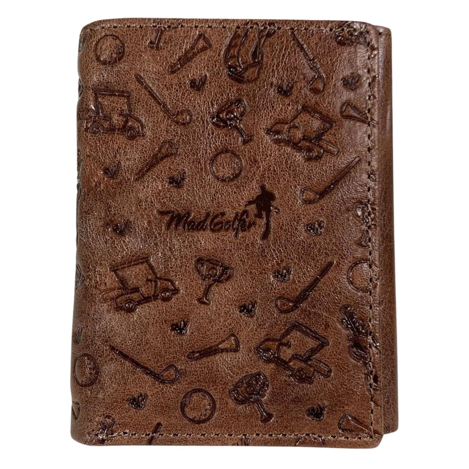 Mad Golfer Embossed Logo Leather Trifold Wallet
