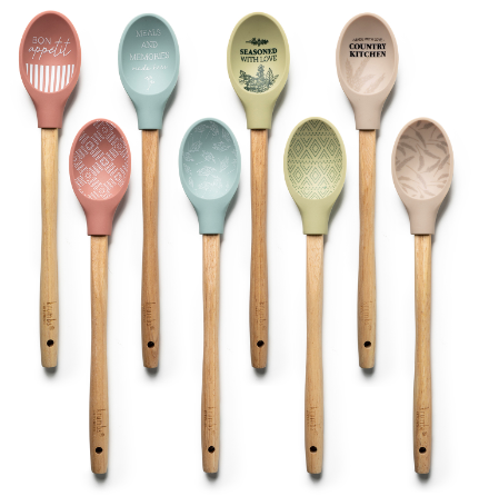 Krumbs Kitchen Farmhouse Spoon, Silicone Spoon with Wood Handle