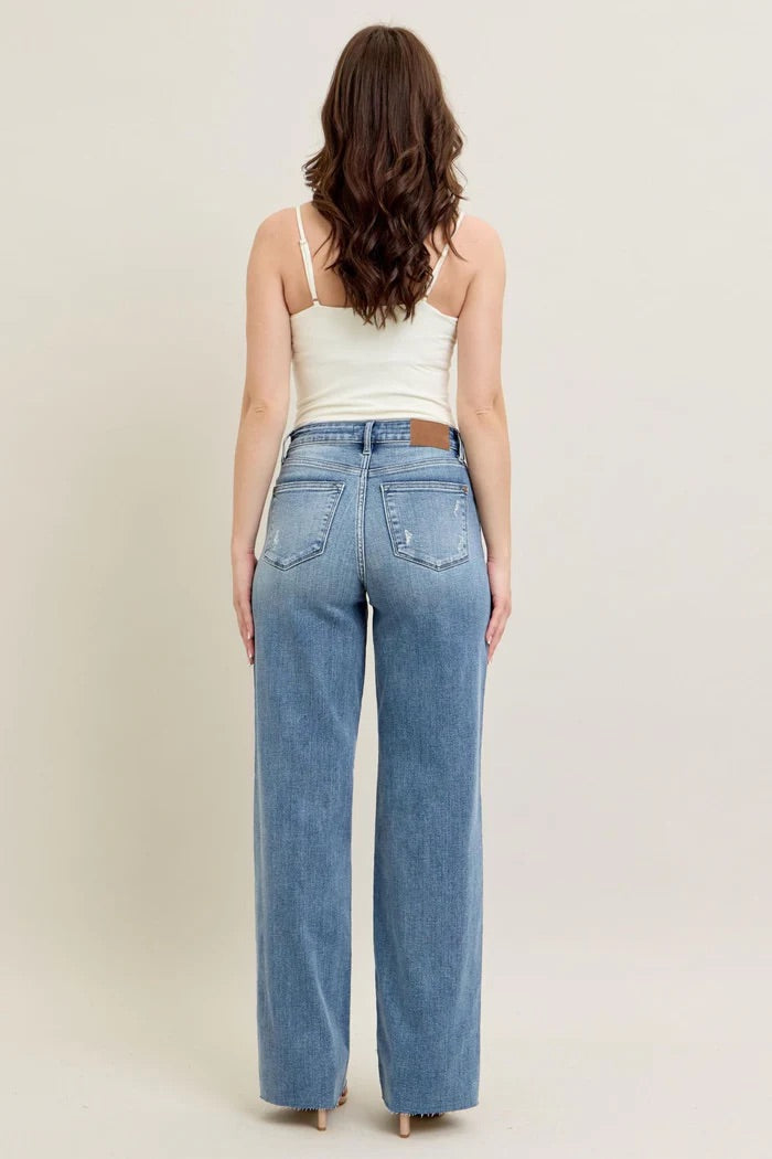 Judy Blue Womens V-Front Baggy Straight Leg Jeans