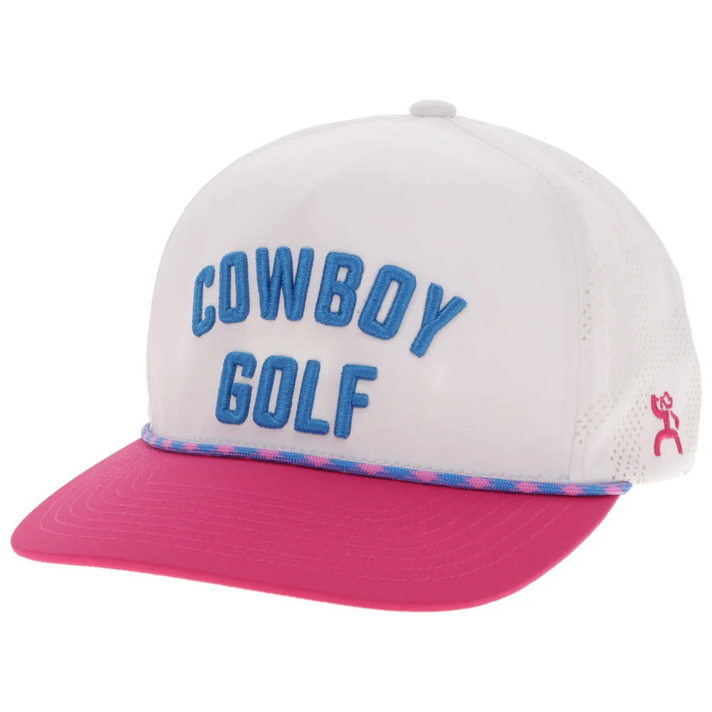 Hooey Mens Cowboy Golf Logo Adjustable Snapback Trucker Hat- White