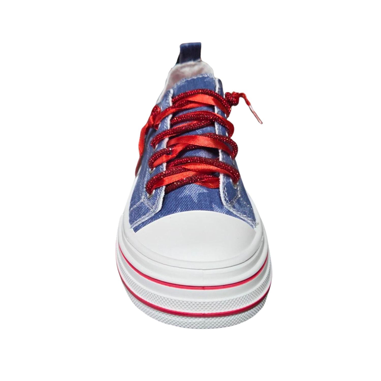 Very G Womens Aman USA Lace Up Platform Slip On Canvas Sneaker, Dark Denim