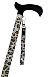 Jacqueline Kent Wild Leopard Silver Adjustable Crystal Rhinestone Walking Cane