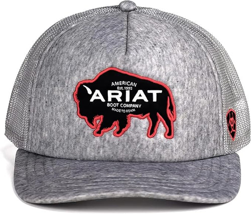 Ariat Mens Buffalo Silhouette Foam Front Adjustable Snapback Cap Hat (Grey)