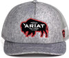 Ariat Mens Buffalo Silhouette Foam Front Adjustable Snapback Cap Hat (Grey)