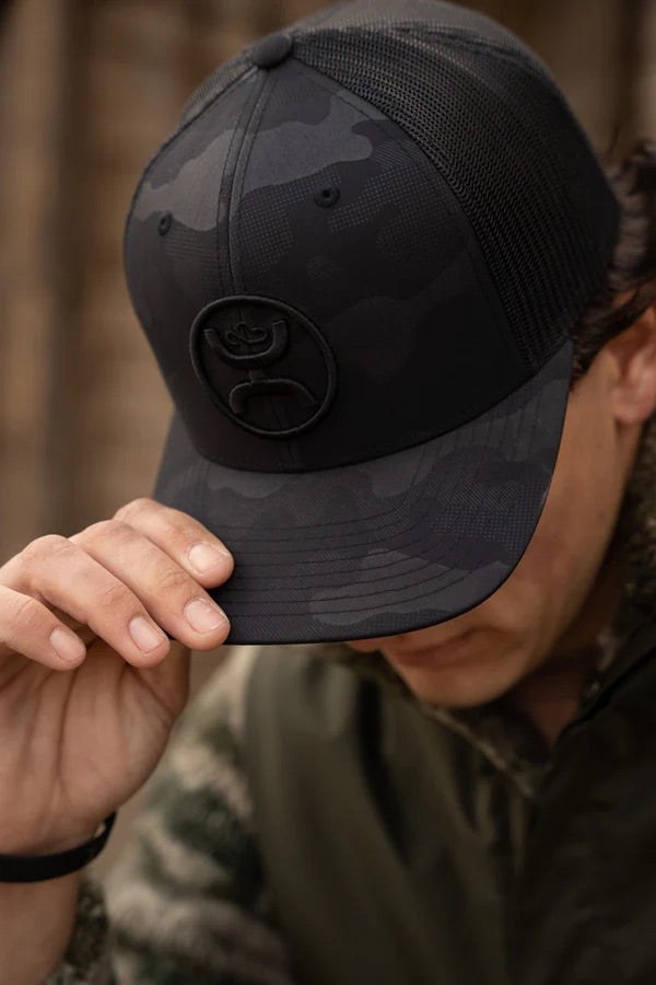Hooey Mens "O Classic" Hooey Black Camo Embroidered Trucker Hat