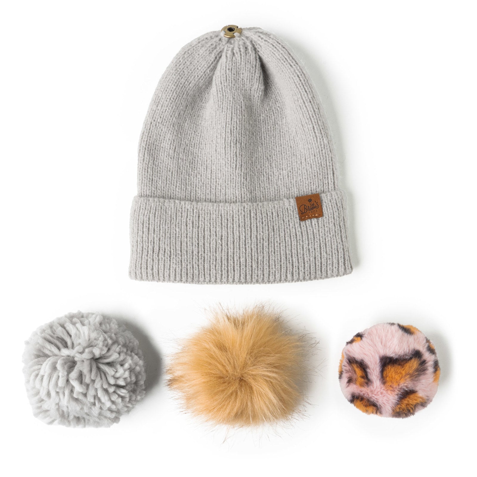 Britt s Knits Womens Snap To It Mix and Match Pom Hat Beanie