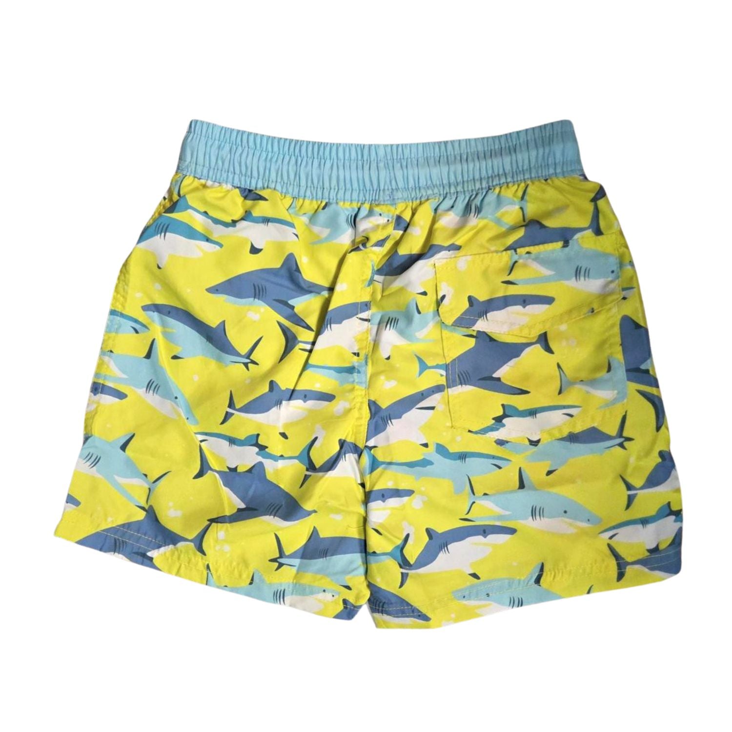 Heat Swimwear Toddler Boys Tie Front Swim Trunk Board Shorts, Yellow Sharks