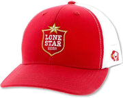 Hooey Mens Lonestar Shield Logo Adjustable Snapback Trucker Cap Hat, Red/White