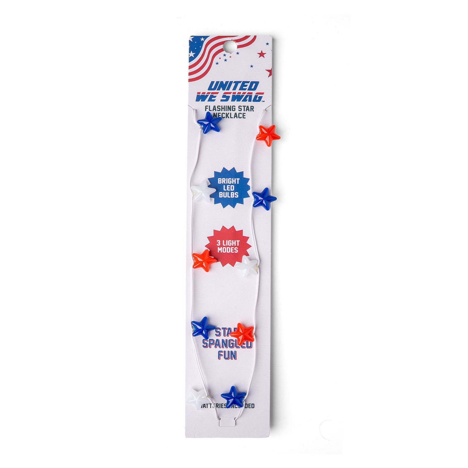 United We Swag Patriotic Pride USA Light-Up Star Party Necklace