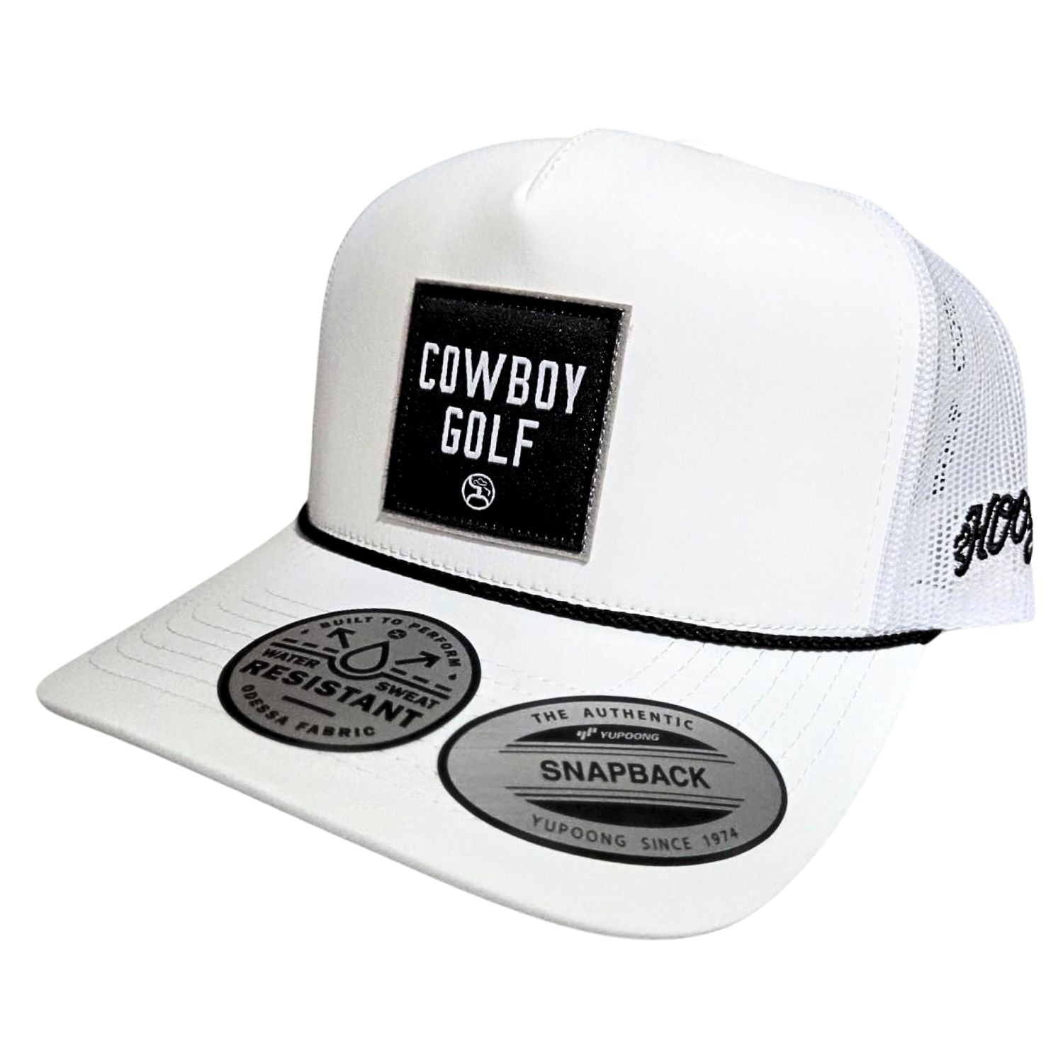 Hooey Mens Backswing Cowboy Golf Adjustable Snapback Cap Hat, White