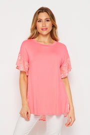 HoneyMe Womens Floral Print Short Sleeve Top