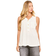 Andree By Unit Womens Sleeveless Loose Fit Waffle Knit Top, Ivory