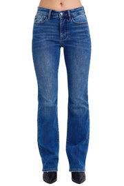 Judy Blue Womens Mid Rise Thermal Denim Bootcut Jeans