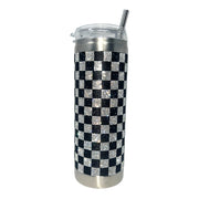 Jacqueline Kent 20oz Crystal Tumbler, Black/Silver Checker