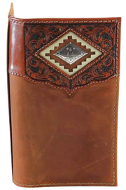 Ariat Mens Diamond Concho Embossed Leather Rodeo Checkbook Wallet